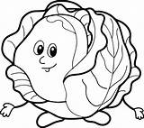 Coloring Cabbage Getcolorings Vegetable Fruit sketch template