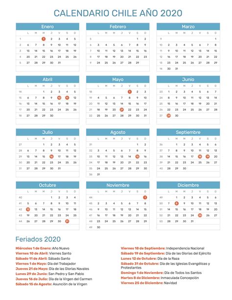 calendario de chile ano feriados