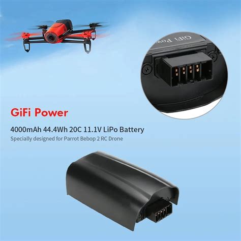 upgrade power rechargeable battery  parrot bebop  drone battery mah  lipo battery