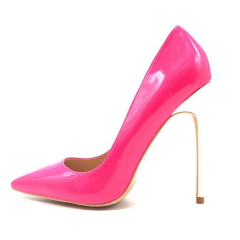 New Sexy Pointed Toe Shiny Rose Pink Leather Pumps For