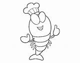 Lobster Chef Coloring Coloringcrew sketch template