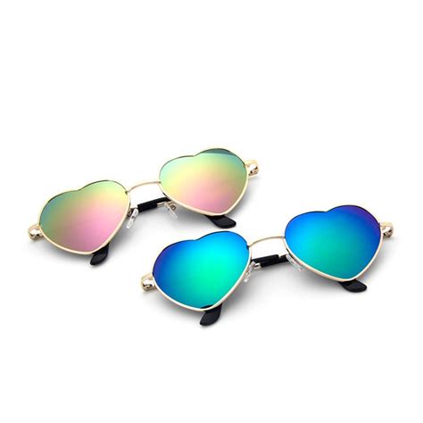 Summer Cool Sunglasses Heart Love Aviator Metal Eyewear
