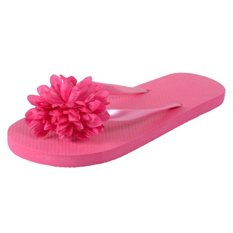 Ladies Flip Flop Beach Sandals With Flower New