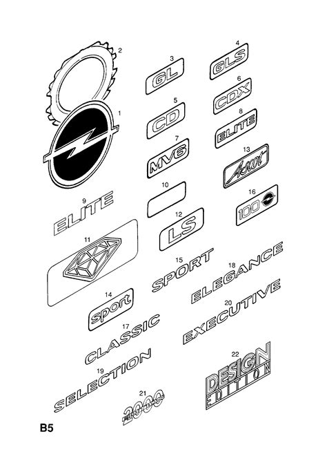 opel omega b front door nameplate and decal epc online