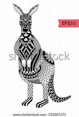 Logo Kangaroo Drawing Zentangle Effect Decoration Coloring Tattoo Shirt Shutterstock Vector Stock Search sketch template