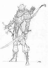 Elf Ranger Fantasy Deviantart Drawing Coloring Dragons Dungeons Pages Sketch Warrior Male Concept Drawings Character Scent Silence Blade Blood Characters sketch template