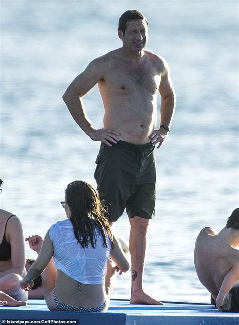 david duchovny 58 goes shirtless as actor celebrates