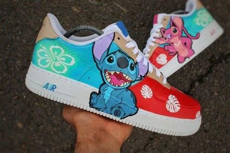 Pin By Mary On Stitch Custom Nike Shoes White Nike Shoes Disney Shoes