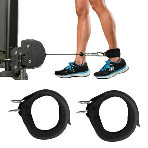 pc sports ankle anchor strap double  ring gym leg pulley strap
