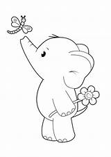 Elephant Coloring Pages Easy Cute Kids Print Birthday Printable Elephants Choose Board Adorable sketch template