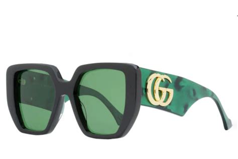 gucci geometric sunglasses gg0956s black green in acetate metal with