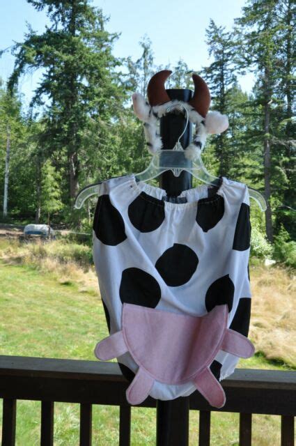 Girl Handmade Cow Halloween Costume W Tail And Ear Headband Ebay
