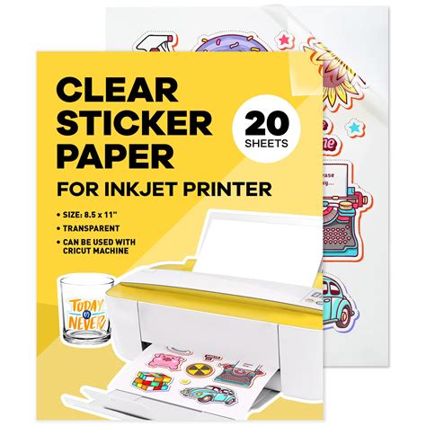 buy  clear sticker paper  inkjet printer  sheets transparent glossy