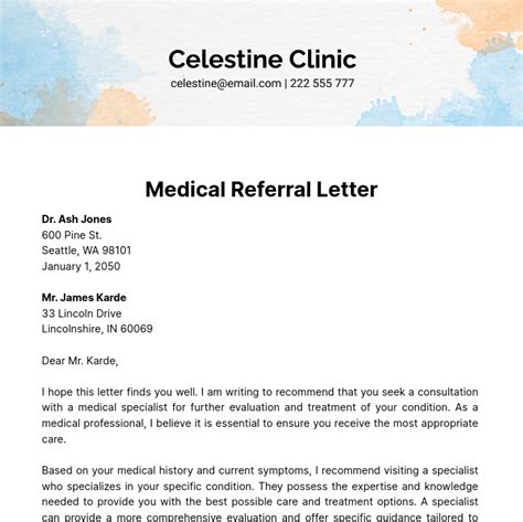 medical referral letter template edit