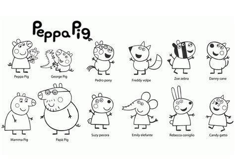 peppa pig  characters coloring pages print color craft