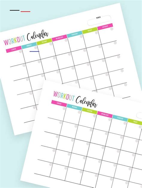 monthly workout calendar  printable  printable monthly
