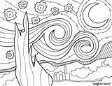 Gogh Artist Doodle Starry Collaborative Gauguin Estrellada Vangogh Coloringpage Masterpieces sketch template