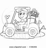 Golf Cart Clipart Coloring Pages Driving Cartoon Royalty Outlined Carts Happy Man Template sketch template
