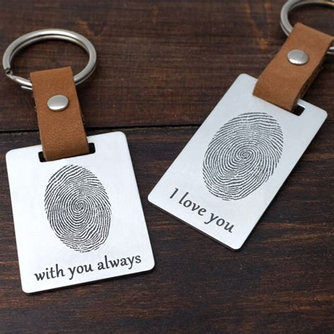 actual fingerprint keychain personalized finger print keyring memorial