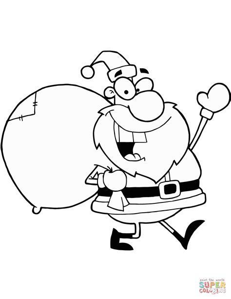 santa claus carrying bag coloring page  printable coloring pages