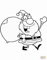 Santa Coloring Claus Bag Pages Carrying Drawing Printable sketch template