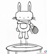 Trampoline Coloring Pages Hipster Bunny Play Printable Kids sketch template