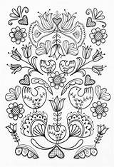 Coloring Pages Scandinavian Adult Kids Book Folk Colouring Embroidery Patterns Print Color Sheets Designs Pattern Christmas Folklore Templates Choose Board sketch template
