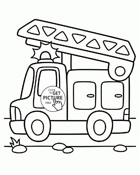 cartoon fire truck coloring page  preschoolers transportation