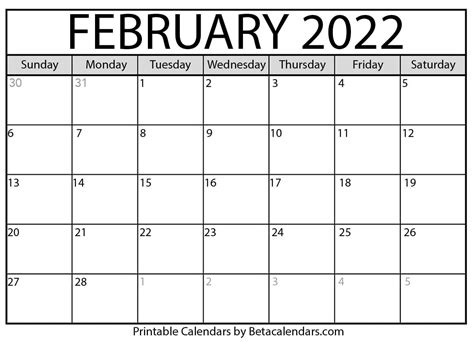 printable monthly calendar february  customize  print