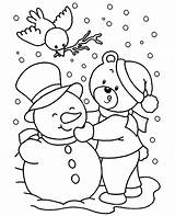 Winter Coloring Kids Snow Print Snowman Topcoloringpages Bear Bird sketch template