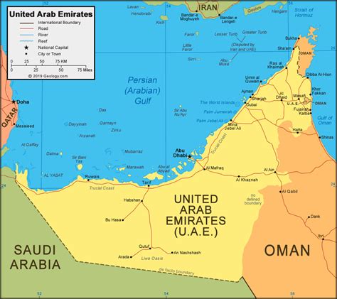 uae united arab emirates map  satellite image