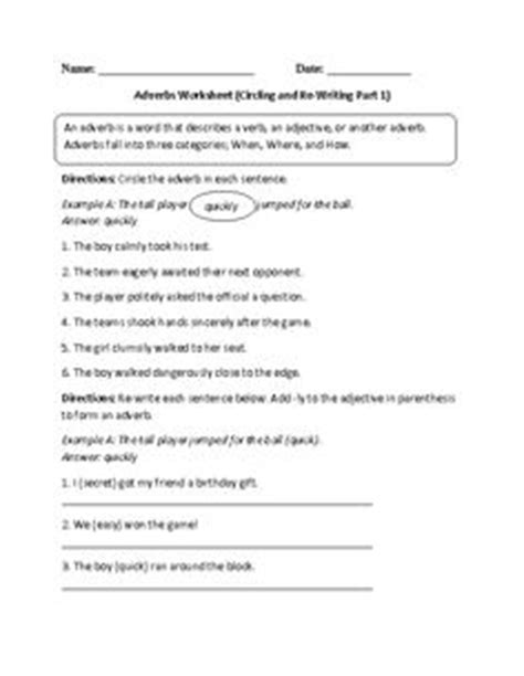 images  adverb worksheets   grade  grade