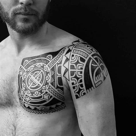 Polynesian Chest Tattoo To Shoulder Best Tattoo Ideas Gallery
