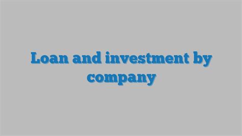 loan  investment  company taxdosecom