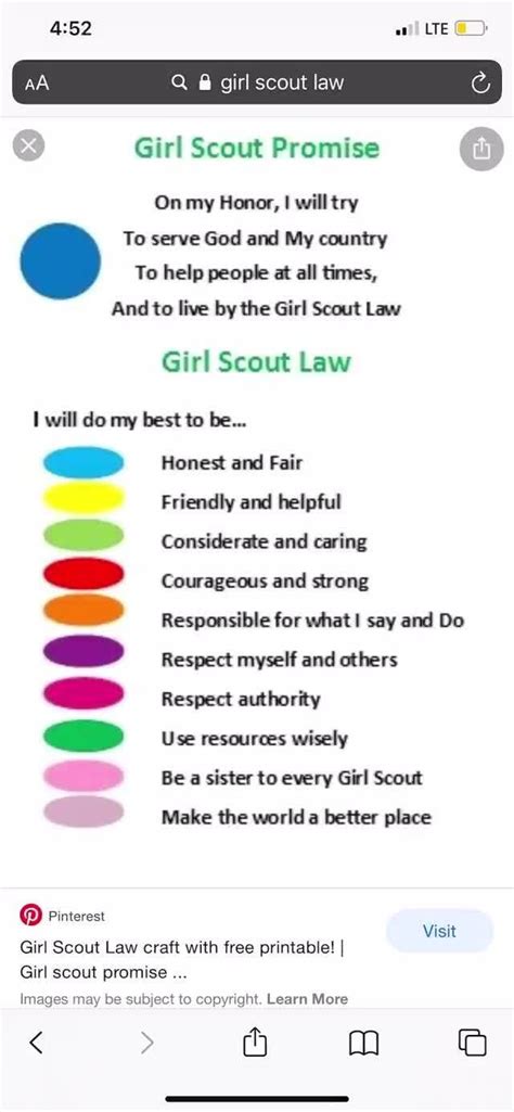 lte aa  girl scout law girl scout promise   honor
