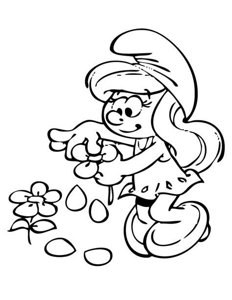 smurfette  flower coloring page  printable coloring page