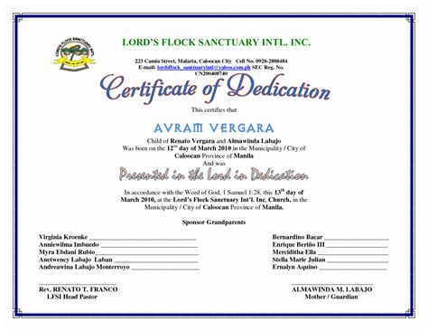 baby dedication certificates  template business  baby