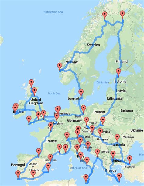 heres   map  epic european road trip  points guy road
