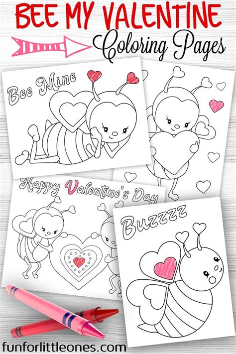 bee  valentine coloring pages  kids  printable valentine