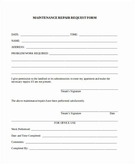 maintenance service request form template elegant   request forms