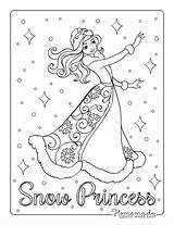 Princess Coloring Pages Winter Snow Printable Sheet Easy Kids Adults sketch template