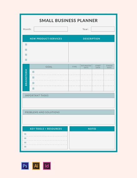 printable small business planner printable templates