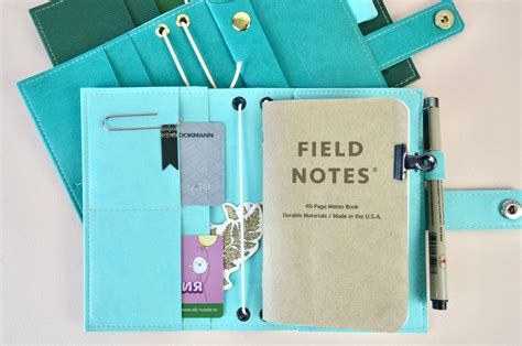 field notes cover leather pocket notebook refillable planner etsy