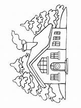 House Woods Colouring Coloringpage Ca Pages Colour Landscape Check Category sketch template