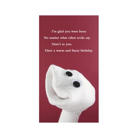quiplip warm and fuzzy birthday card greeting card from the sock ems collection