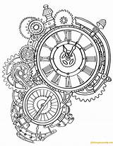 Steampunk Wall Clock Pages Coloring Online Color sketch template