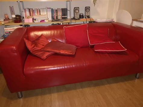 small red faux leather ikea sofa  fulham london gumtree