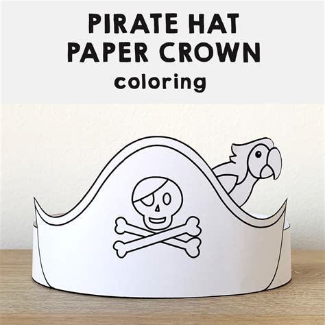 pirate hat paper crown coloring craft skull parrot   teachers
