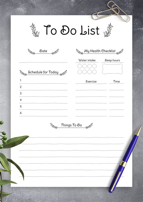 daily   list template  printable printable templates