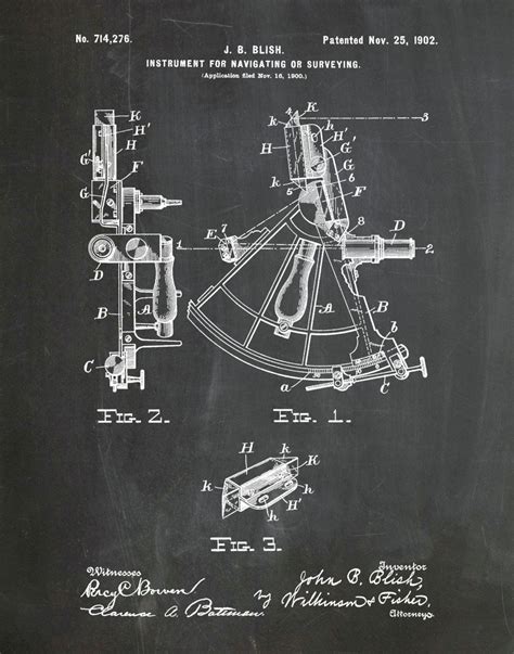 1902 sextant instrument for navigating or surveying patent invented
